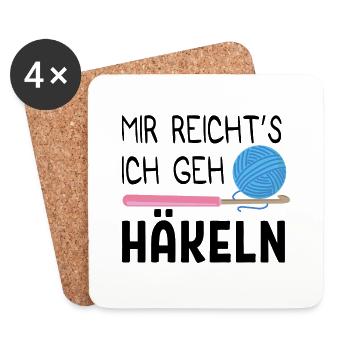 Häkeln Hobby Handarbeit Wolle Geschenk - Untersetzer (4er-Set) - Weiß - Vorne