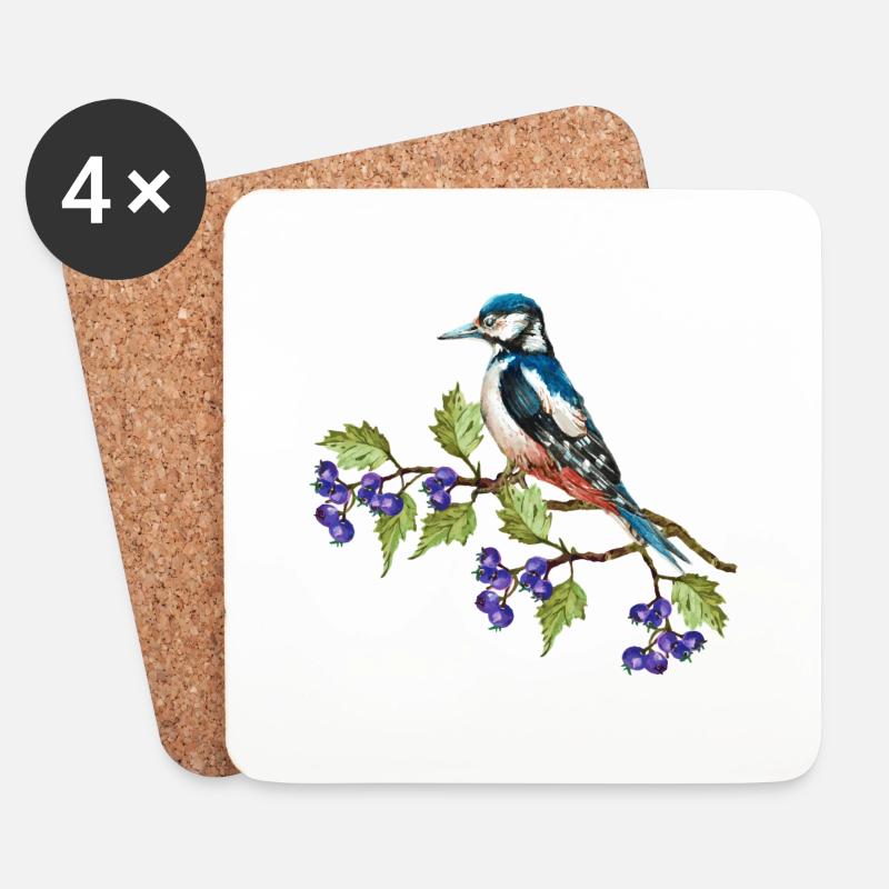Bunter Vogel - Untersetzer (4er-Set) - Weiß