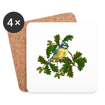 Tit bird - Coasters (set of 4) - white - Front