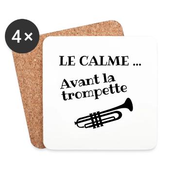96 - Le calme avant la trompette - Dessous de verre (lot de 4) - blanc - Devant