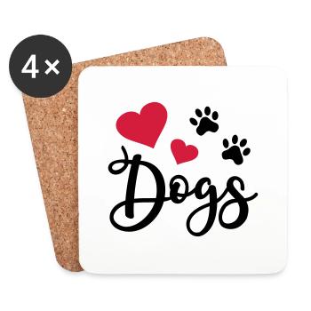 Dog paw dog paw dog lover dog love - Coasters (set of 4) - white - Front