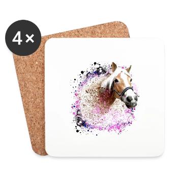 horse,haflinger, graffiti, painting, blue, horses, - Coasters (set of 4) - white - Front
