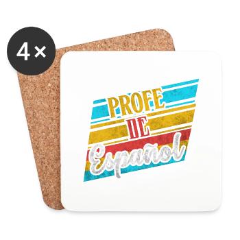 Profe De Espanol Spanisch Lehrer Geschenke Kostüm - Untersetzer (4er-Set) - Weiß - Vorne