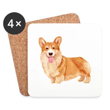Welsh Corgi - Coasters (set of 4) - white - Front