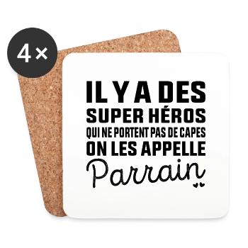 Super Héros sans Cape Parrain - Dessous de verre (lot de 4) - blanc - Devant