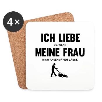 Ich liebe meine Frau und Rasenmähen - Untersetzer (4er-Set) - Weiß - Vorne