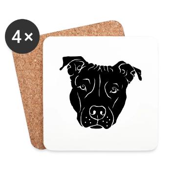 Staffordshire Bullterrier dunkel - Untersetzer (4er-Set) - Weiß - Vorne