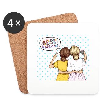 Meilleurs ami - Dessous de verre (lot de 4) - blanc - Devant