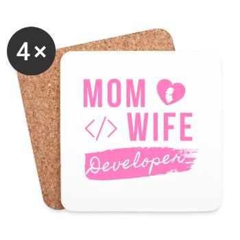 Mom Wife Developer - Developer Mom - Coasters (set of 4) - white - Front