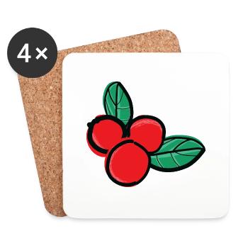 lingonberries berry fruit - Coasters (set of 4) - white - Front