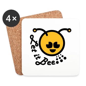 Let it bee happy emoticon - Coasters (set of 4) - white - Front