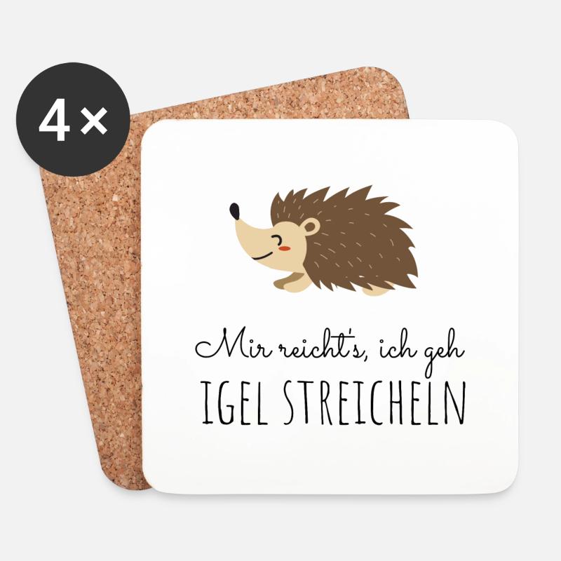 Igel streicheln - Untersetzer (4er-Set) - Weiß