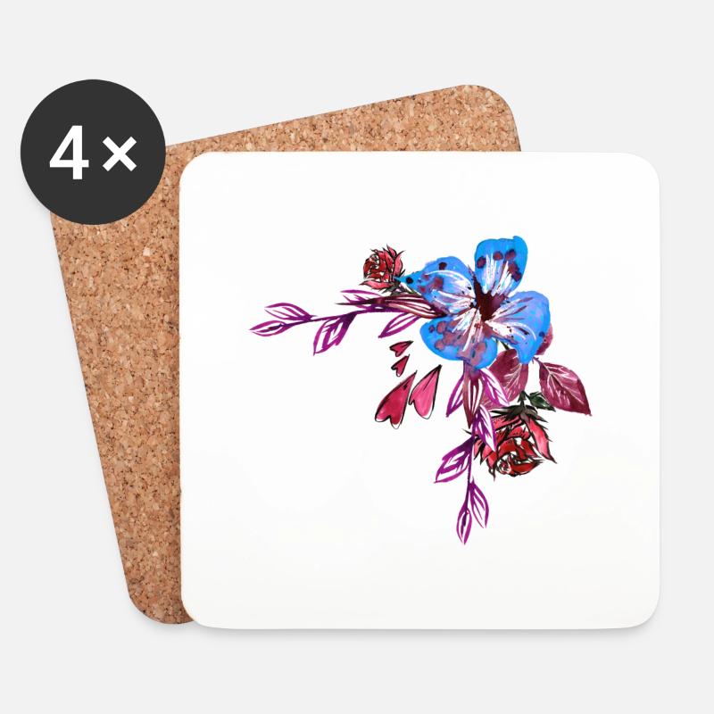 Blumen - Untersetzer (4er-Set) - Weiß