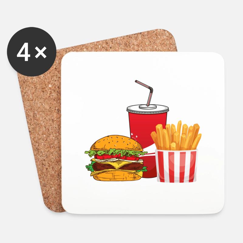 Burger, Soda, Pommes. - Untersetzer (4er-Set) - Weiß