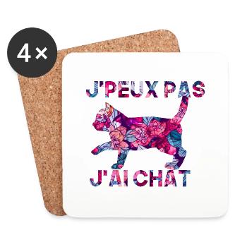 j'peux pas j'ai chat - Dessous de verre (lot de 4) - blanc - Devant