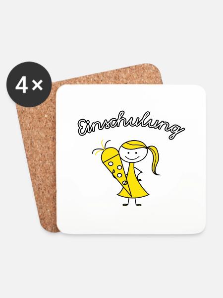 einschulung mädchen - Untersetzer (4er-Set) - Weiß