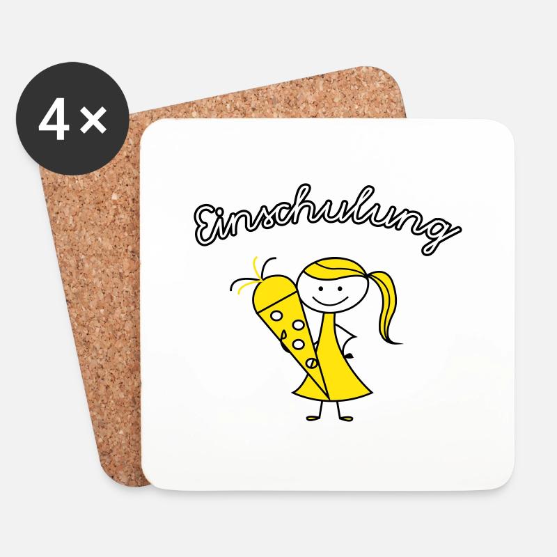 einschulung mädchen - Untersetzer (4er-Set) - Weiß