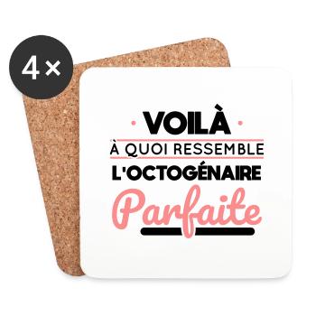 Anniversaire 80 ans - Octogénaire parfaite - Dessous de verre (lot de 4) - blanc - Devant