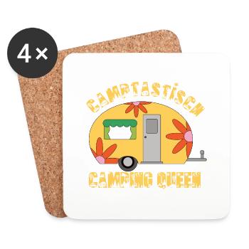 Wohnwagen Camptastisch Camping Queen - Untersetzer (4er-Set) - Weiß - Vorne