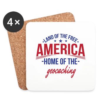 America free country, home of geocaching USA - Coasters (set of 4) - white - Front