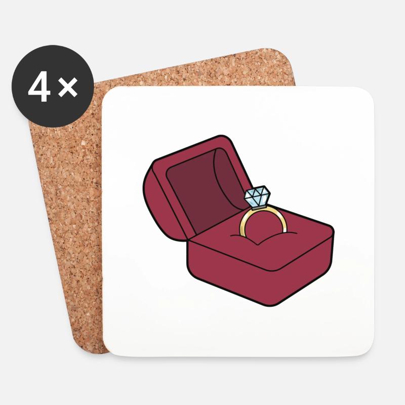 Wedding ring marriage proposal - Coasters (set of 4) - white