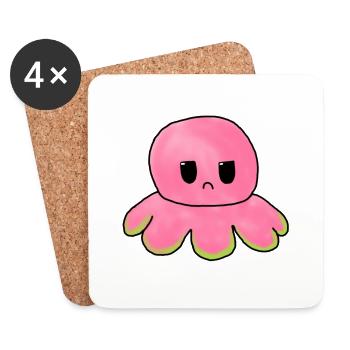 rosa Oktopus - Untersetzer (4er-Set) - Weiß - Vorne