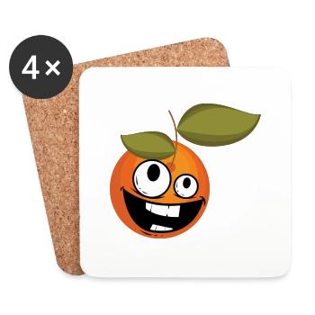 Glückliche Orange - Untersetzer (4er-Set) - Weiß - Vorne