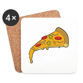 Pizza - Dessous de verre (lot de 4) - blanc - Devant