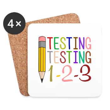 Test, Test, 1-2-3 Cadeau amusant - Dessous de verre (lot de 4) - blanc - Devant