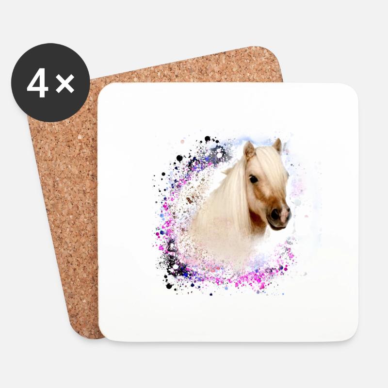 haflinger, pferd,graffiti, landschaft, pony - Untersetzer (4er-Set) - Weiß