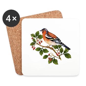 Oiseau - Dessous de verre (lot de 4) - blanc - Devant