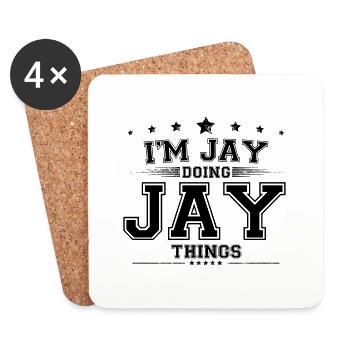 Ich bin Jay, der Jay-Dinge macht - Untersetzer (4er-Set) - Weiß - Vorne