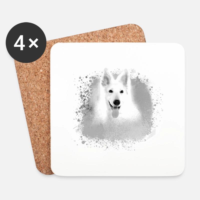 weisser schäferhund,weiß,hund ,Malerei,schäferhund - Untersetzer (4er-Set) - Weiß