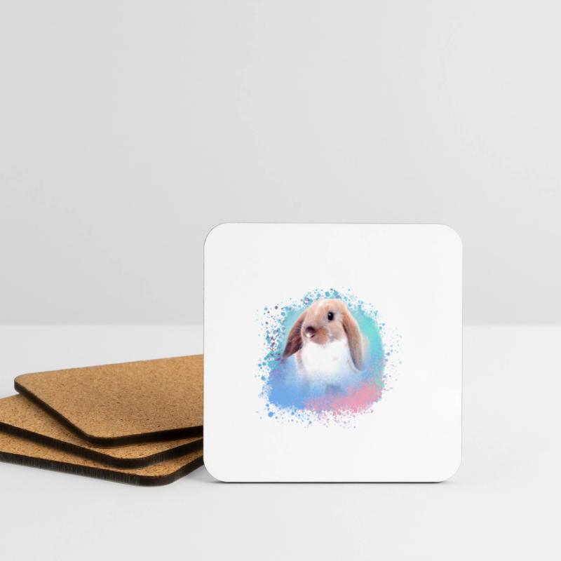 rabbit, rabbit, pink, graffiti, painting, Coasters (set of 4)