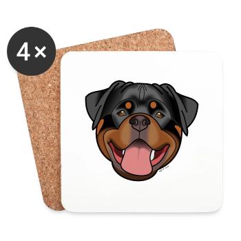 Rottweiler - naturel - Dessous de verre (lot de 4) - blanc - Devant