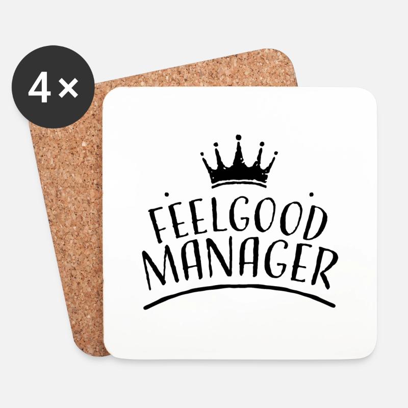 Krone schwarz feelgood manager - Untersetzer (4er-Set) - Weiß