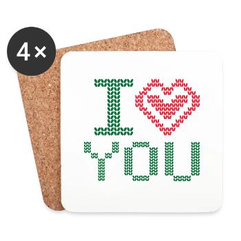 Je t’aime de cœur - Dessous de verre (lot de 4) - blanc - Devant