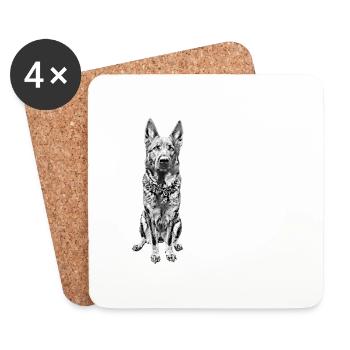German Shepherd Hundemotiv Schäferhund - Untersetzer (4er-Set) - Weiß - Vorne