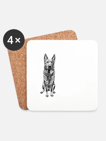 German Shepherd Hundemotiv Schäferhund - Untersetzer (4er-Set) - Weiß