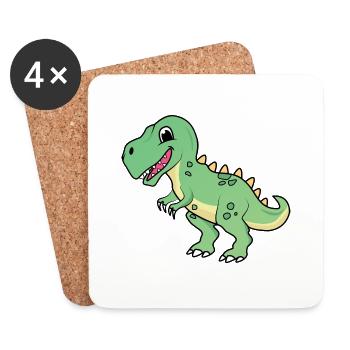 | dinosaures T-rex | Tyrannosaure | | sucrée Enfant - Dessous de verre (lot de 4) - blanc - Devant