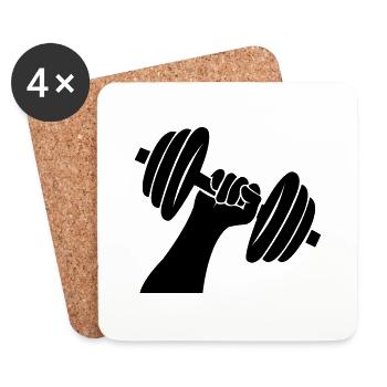 Dumbbell Weights - Coasters (set of 4) - white - Front