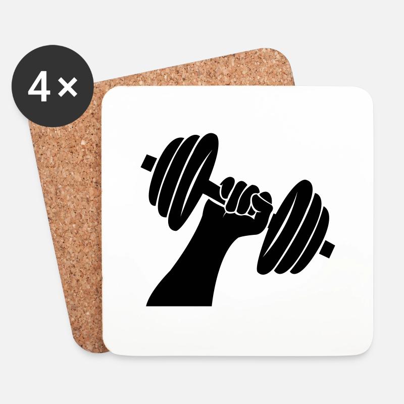 Dumbbell Weights - Coasters (set of 4) - white