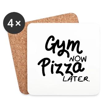 Fitnessstudio und Pizza - Untersetzer (4er-Set) - Weiß - Vorne