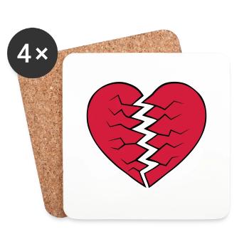 Heart broken design - Coasters (set of 4) - white - Front