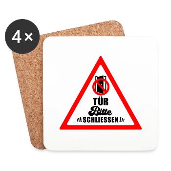 Tür schließen bitte | Farbe änderbar - Untersetzer (4er-Set) - Weiß - Vorne