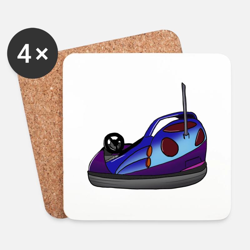 Autoscooter Retro - gezeichnet - Untersetzer (4er-Set) - Weiß