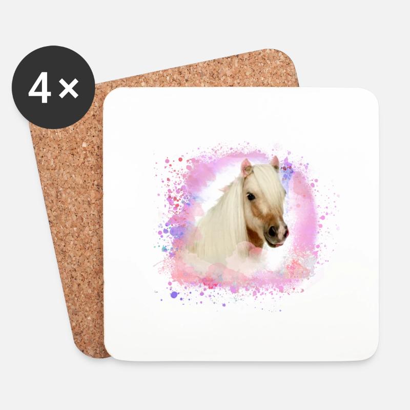pony, pink, shettland,pferd,pony,weisses pony - Untersetzer (4er-Set) - Weiß