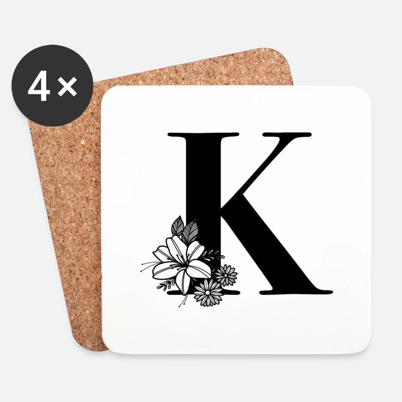 Buchstabe K - Untersetzer (4er-Set) - Weiß