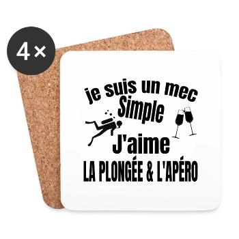 plongée et apéro - Dessous de verre (lot de 4) - blanc - Devant