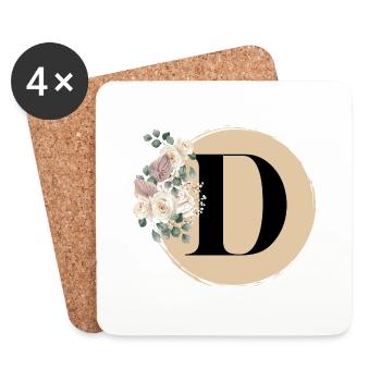 lettre D - Dessous de verre (lot de 4) - blanc - Devant